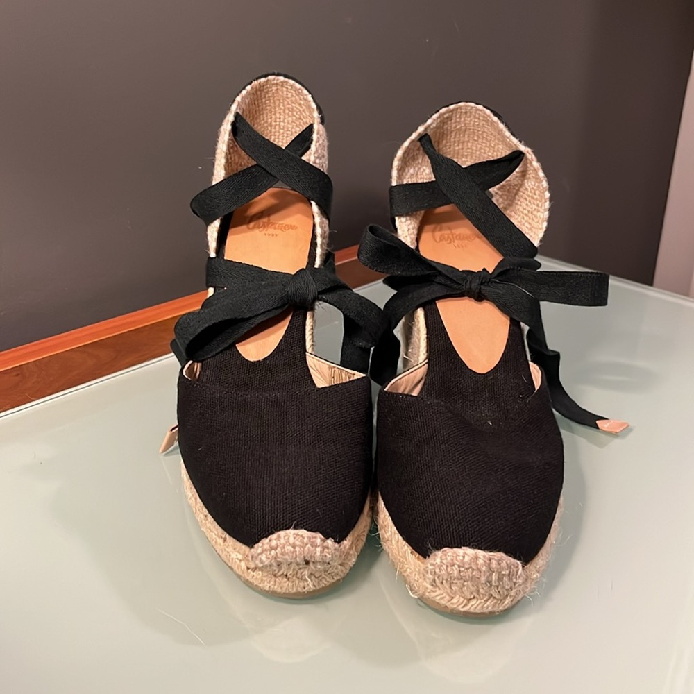 Castaner Chiara Black Espadrille Wedge Sandals - Picture 2 of 5